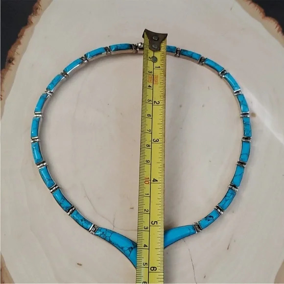 950 Sterling Silver 925 Turquoise Cleopatra V Necklace - Picture 12 of 12